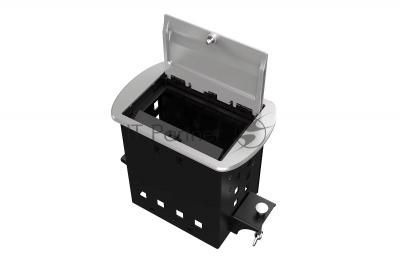 Прямоугольный металлический корпус Wize Pro WRTS-M-4CBOX-S серия M, для модульной системы врезного лючка в стол с убирающейся крышкой для установки до 4 модулей-вставок серии М, серебристый