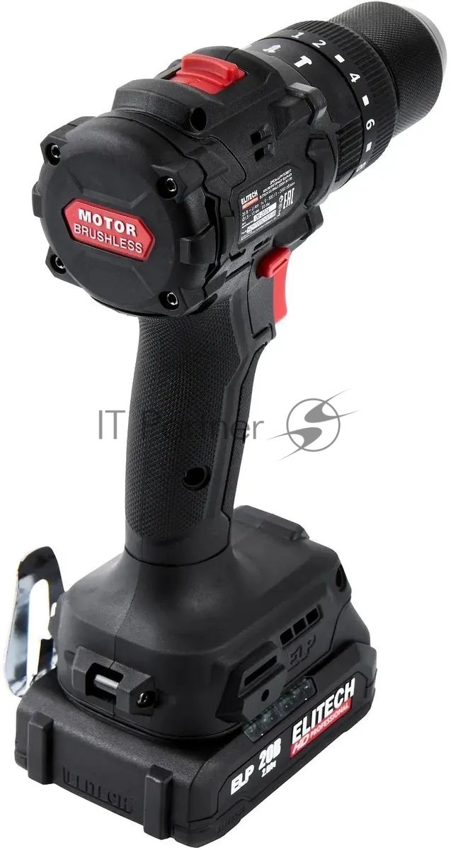 Дрель-шуруповерт Elitech CD 20ISL2, 20 В, 2 Ач, 60 Нм, бесщеточный, ударный
