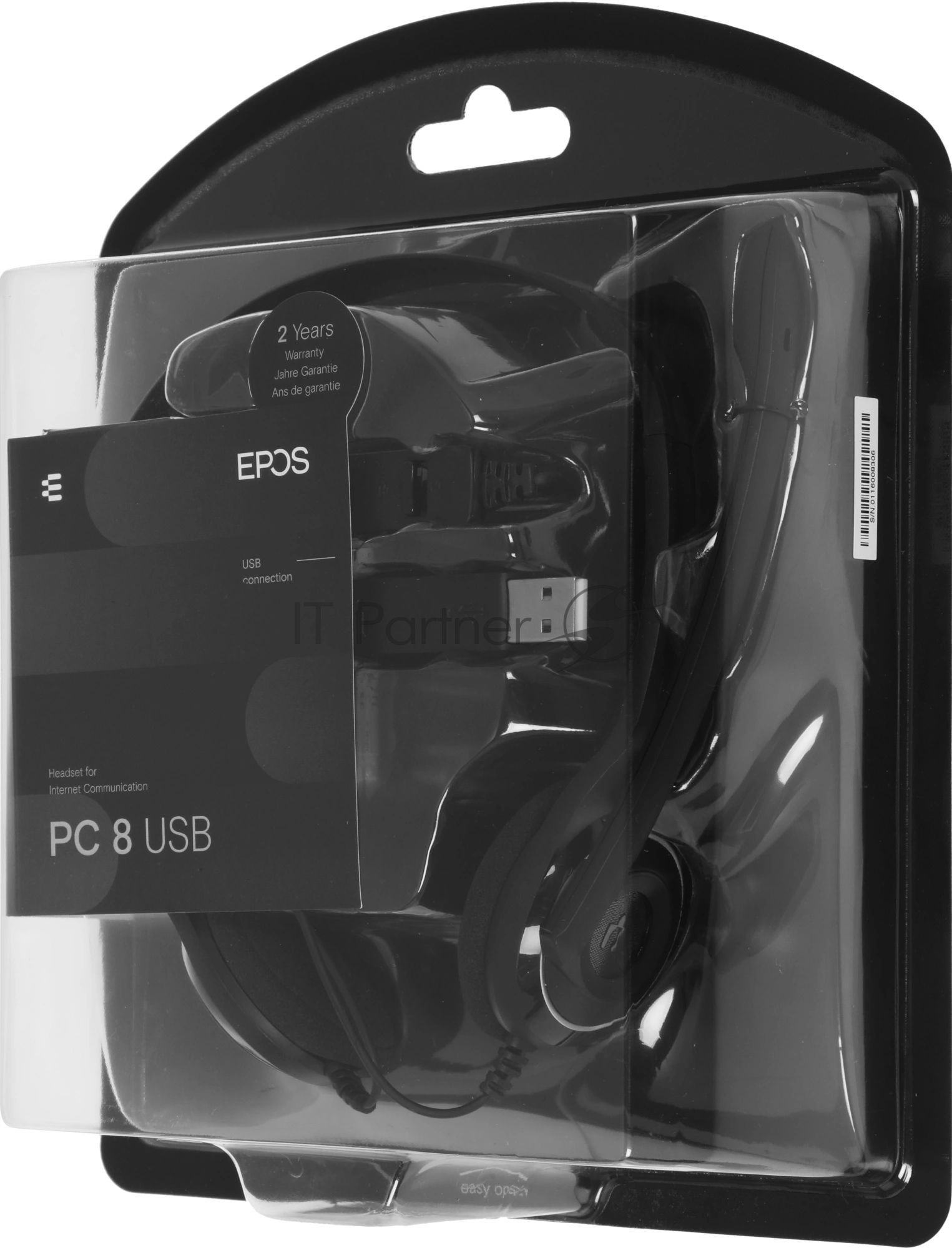 Гарнитура EPOS PC 8 чёрный, проводная, USB, подвижный микрофон, выключение микрофона