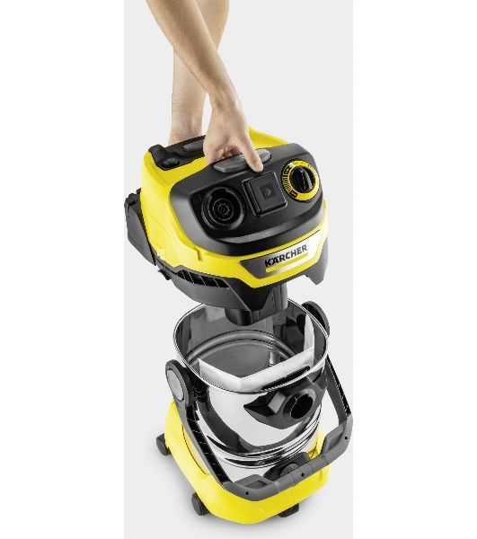 Строительный пылесос Karcher WD 6 P S V-30/6/22/T желтый, 1300 Вт, уборка сухая/сбор воды, пылесборник мешок/контейнер, 30 л