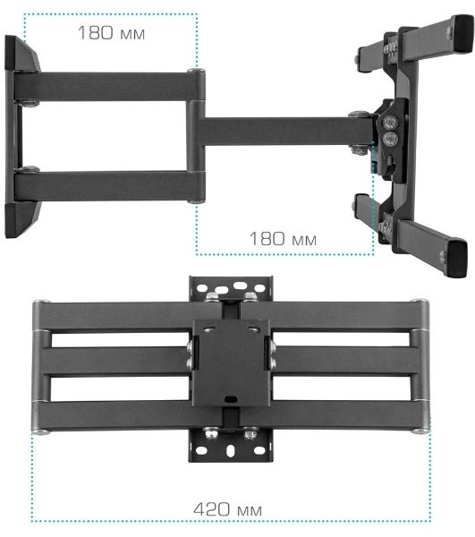 Кронштейн для телевизора Kromax CORBEL-10, 22"-75", макс. 32кг, настенный, поворот и наклон