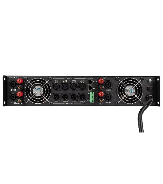 Усилитель INTREND ITAMP-4K-TD четырехканальный, 4x1000W/8Ом, 4x1600W/4Ом, 2x3200/100V, 4x600/70V, поддержка Dante, встроенный DSP