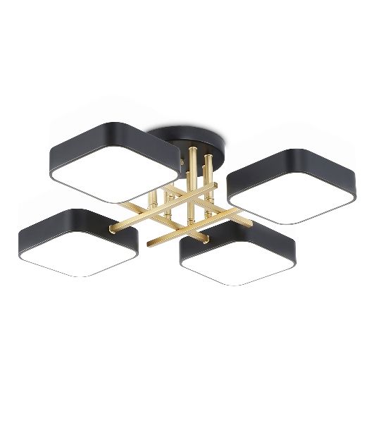 Люстра светодиодная на штанге Ambrella light FL516343/4 BK/GD черный/золото 72W 3000-6000K 550*550*150 (без ПДУ)