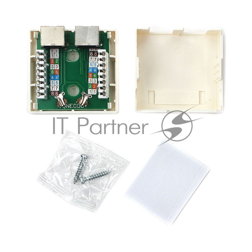 Монтажное оборудование Розетка Gembird NAS214 RJ-45 кат.STP 5e внешняя экранированная 2 порта, 110&Krone