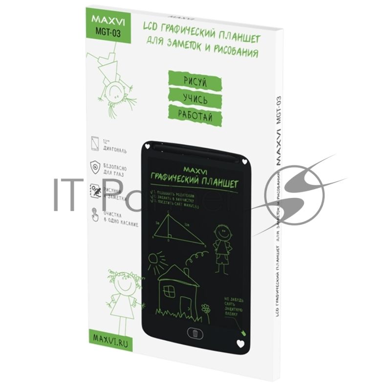 Графический планшет LCD для заметок и рисования Maxvi MGT-03 черный