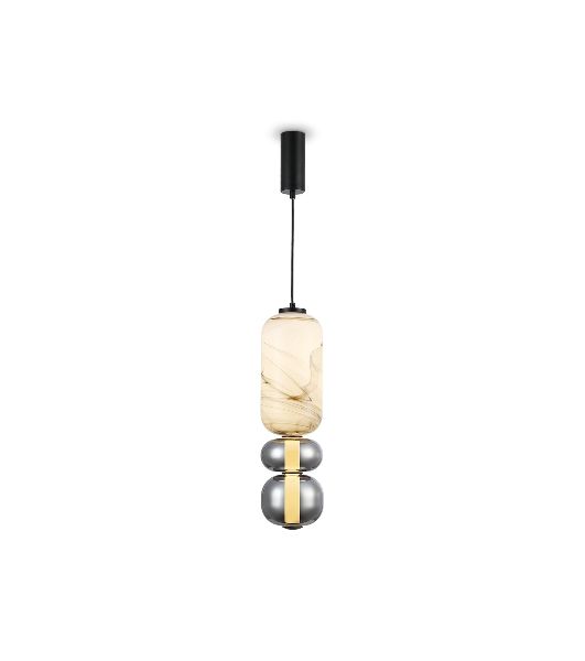 Подвесной светодиодный светильник Ambrella light LH11033 BK/MG/SM черный/мраморно-серый/дымчатый 18W 3000K D150*1900