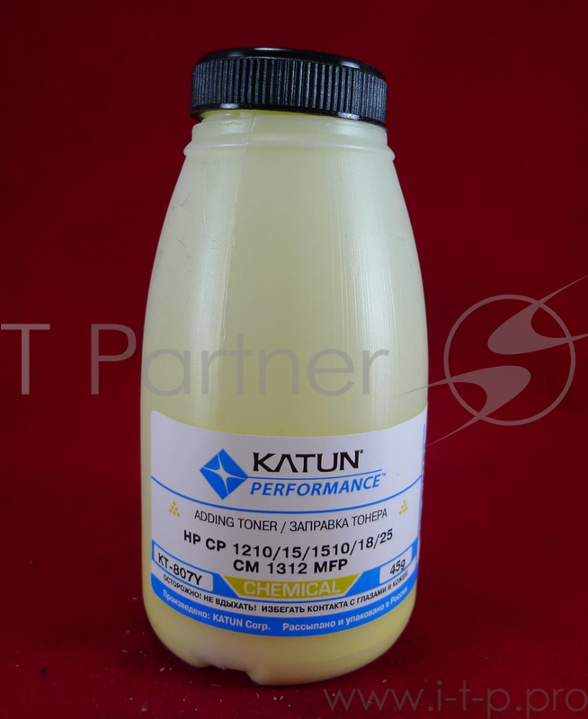 Тонер HP CP 1210/15/1510/18/25/CM 1312 MFP Yellow, химический (фл.45г.) Katun фас. Россия