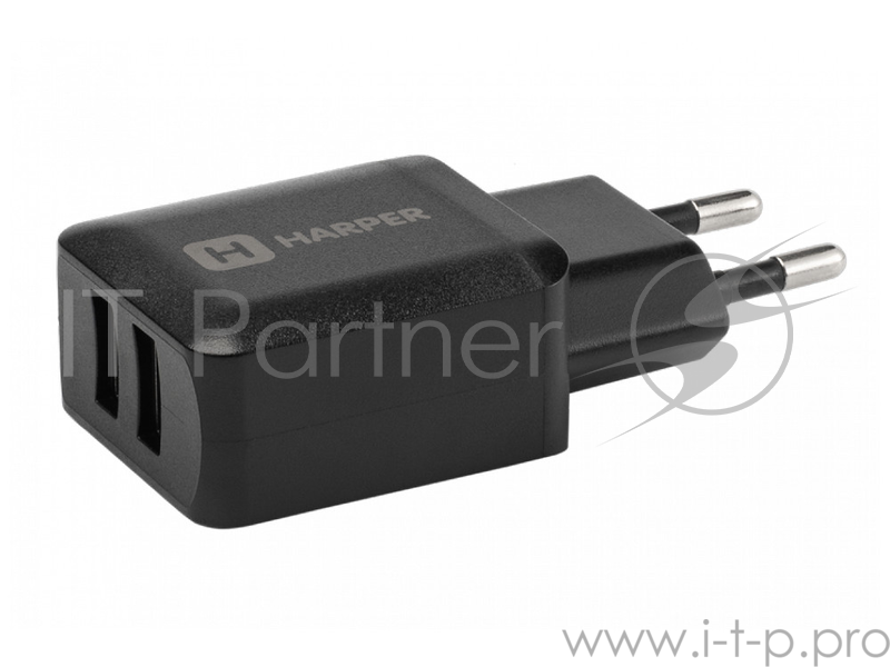 Сетевое зарядное устройство Harper WCH-8220 черный 2xUSB 2.4A