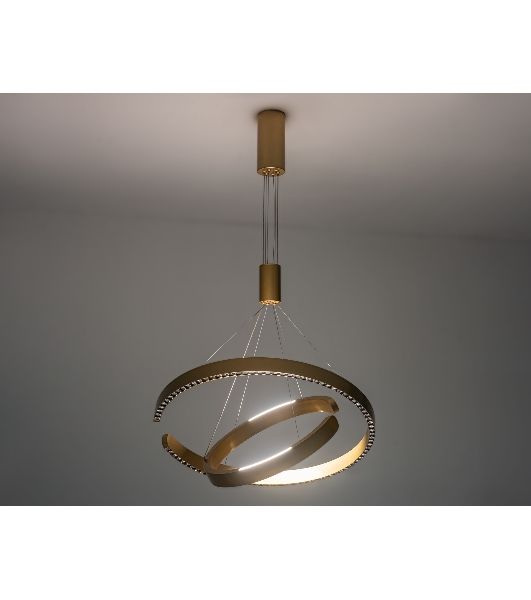 Подвесной светодиодный светильник Ambrella light FL5885/2 GD золото 45W 3000K/4200K/6400K D600/400*1200 (без ПДУ)