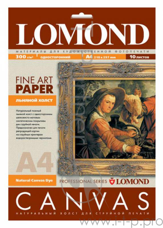Холст Lomond 0908411 A4/300г/м2/10л./белый матовое лен для струйной печати