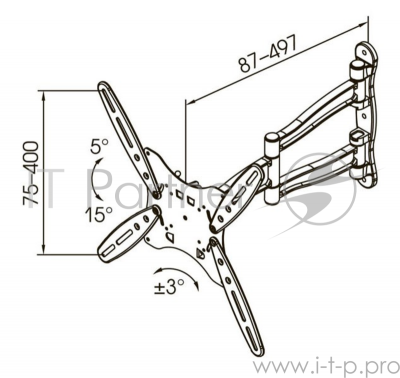 Кронштейн для телевизора Kromax TECHNO-5 белый, 15"-55" макс. 35 кг, настенный, поворот и наклон