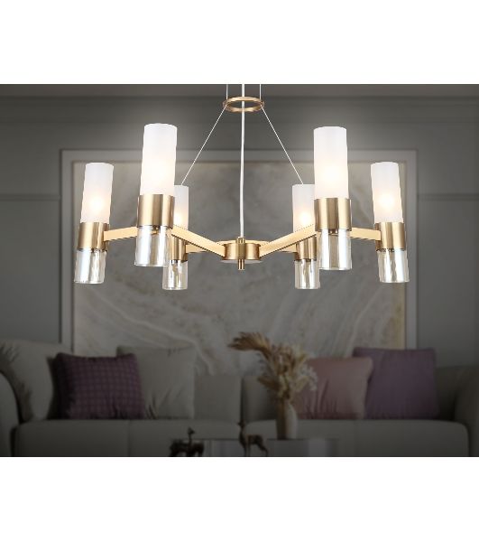 Люстра Ambrella light LH55114/6 BS/FR/TI латунь/белый матовый/янтарь E14*6 max 40W D650*1080