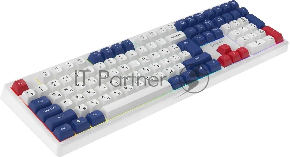 Клавиатура Oklick 725G проводная, USB Type-A, белый/красный