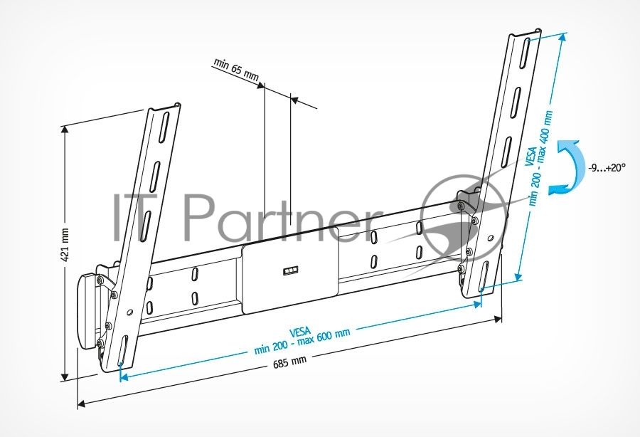 Кронштейн Holder Кронштейн Holder/42-65" макс 600x400, наклон -8+17°, от стены 68мм, вес до 45кг