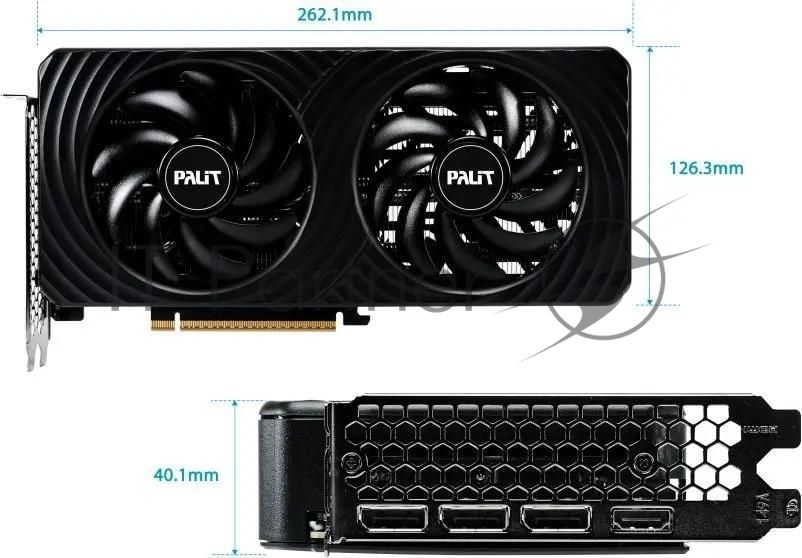 Видеокарта Palit GeForce RTX 5060 Ti DUAL, 8 GB GDDR7, 128 bit, 3xDisplayPort, HDMI, GPU 2407 MHz