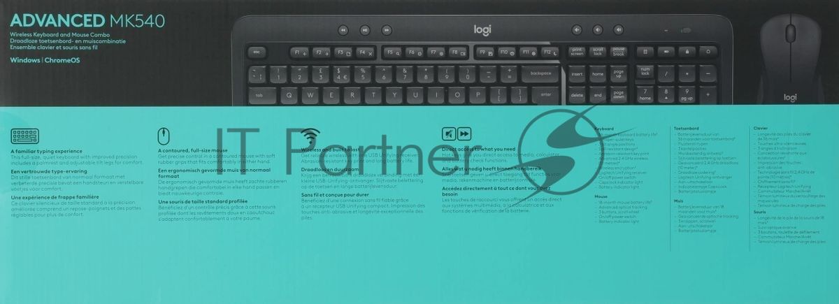 Комплект клавиатура+мышь Logitech MK540 Advanced беспроводной, USB, 1000 DPI, чёрный