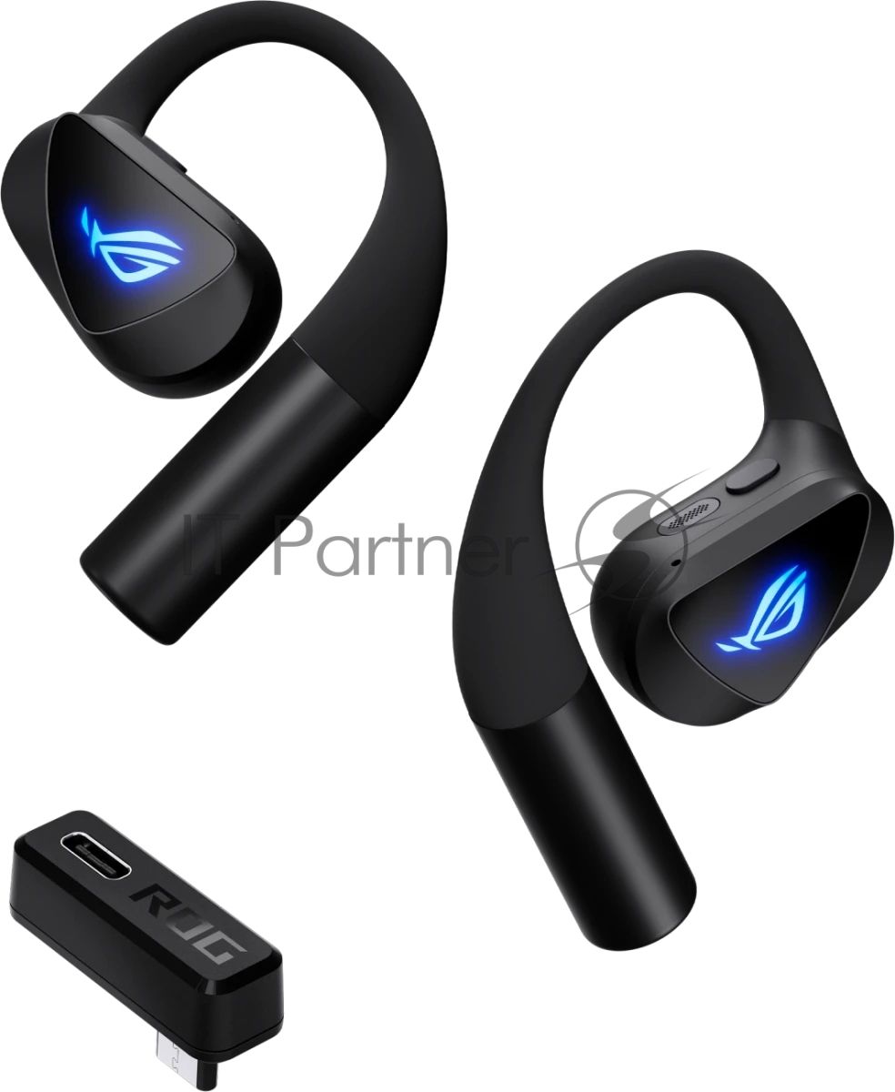 Гарнитура ASUS ROG Cetra Open Wireless Gaming Earbuds чёрный, беспроводная, радиоканал, до 16 ч, подсветка, совместимость с PS5