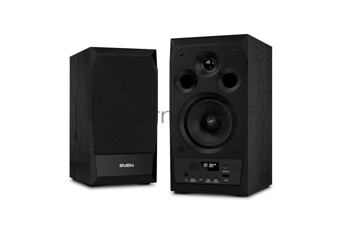 Акустическая система 2.0 SVEN MC-10, чёрный, мощность 2x25Вт (RMS), FM-тюнер, USB/microSD, дисплей, пульт ДУ, Bluetooth SVEN MC-10, чёрный, акустическая система 2.0, мощность 2x25Вт (RMS), FM-тюнер, USB/microSD, дисплей, пульт ДУ, Bluetooth