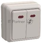 Выключатель 2-кл. ОП ОКТАВА с инд. 10А IP20 ВС20-2-1-ОКм крем. IEK EVO21-K33-10-DC