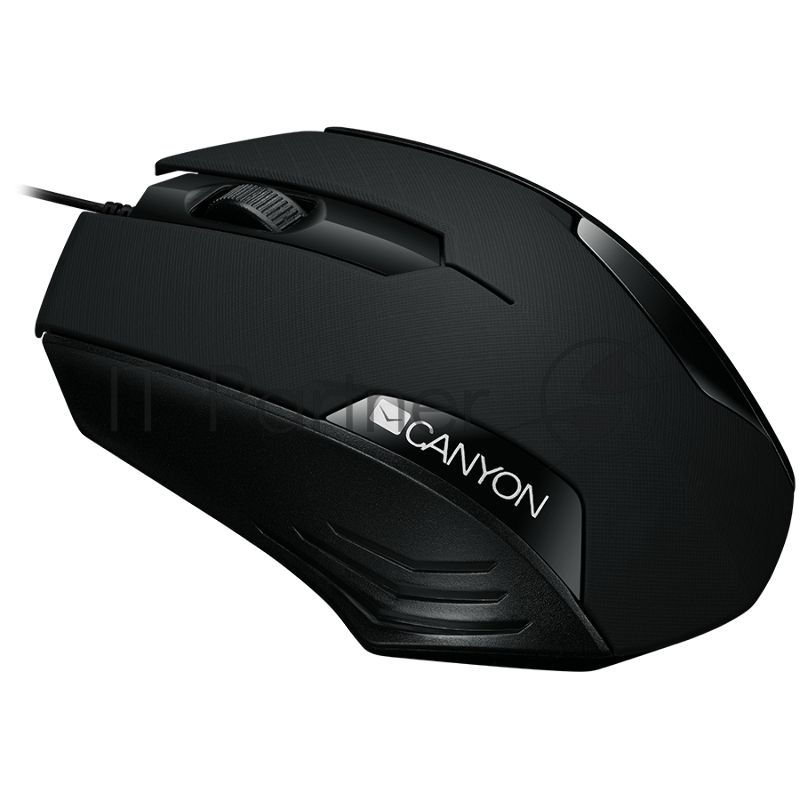 Мышь проводная Canyon CM-02 черный, 1000 dpi, USB, кнопки - 3