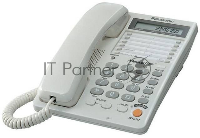 Телефон проводной Panasonic KX-TS2365RUW белый 16-зн ЖКД, однокноп.набор 20 ном., автодозвон, спикерфон