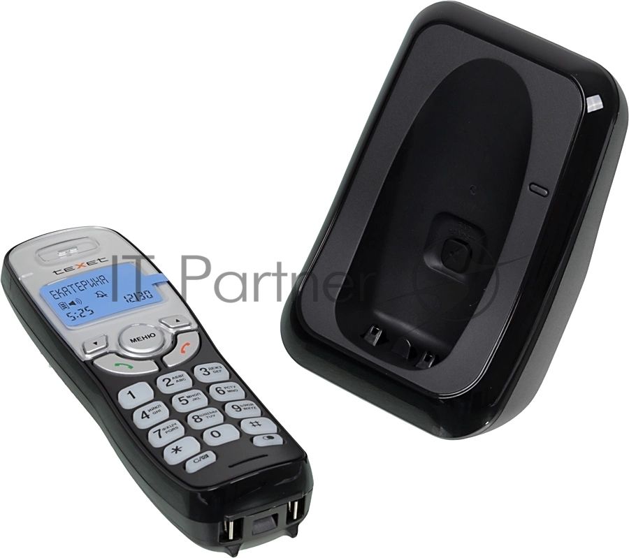 Радиотелефон teXet TX-D6905A черный (громкая связь,телефонная книга на 50 имен и номеров, определитель номера, будильник)