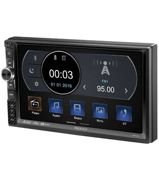 Автомагнитола Prology MPV-310, 2 DIN, 7", Bluetooth, USB Type-A, AUX, пульт ДУ