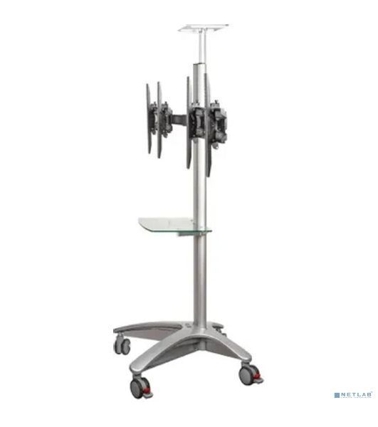 Arm media PT-STAND-15 (состоит из 2-х частей) black 1 шт/уп. Моб. стойка напол. для 2-х TV 26"-55", max 120 высота 1750мм., нак. ±15°, maxVESA 700x400