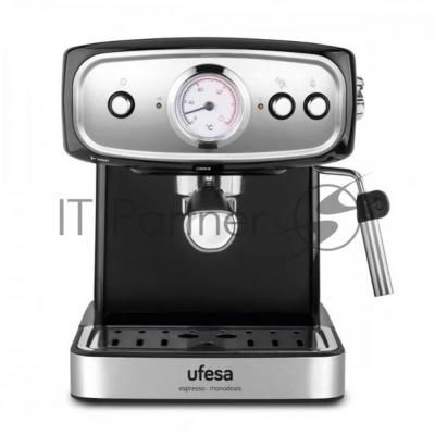 Кофеварка рожковая Ufesa CE7244 BRESCIA черный/серебристый, исп. кофе - молотый, 1.5 л, 850 Вт, 20 бар