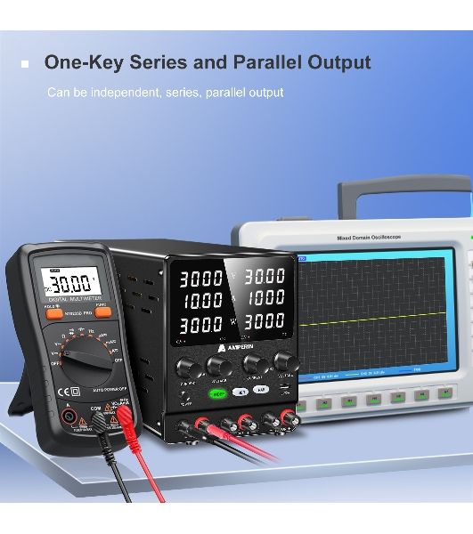 Лабораторный блок питания двухканальный Amperin AI-W3010x2C 30V, 10A, 0,6 кВт