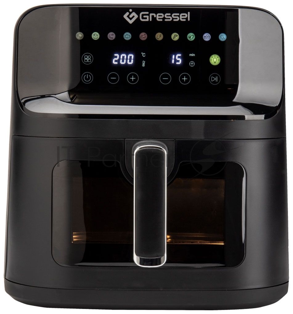 Аэрогриль Gressel GAF-1826 черный, 1700 Вт, 7,5 л, сенсор, 10 программ