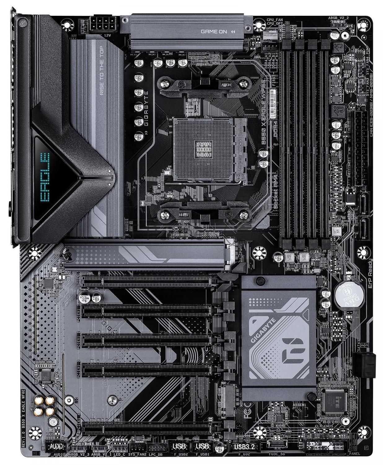 Материнская плата Gigabyte B550 X EAGLE WIFI6E, AM4, AMD B550, 4xDDR4, 4xSATA, 2xM.2, 1xPCIe 4.0 x16, 4xPCIe 3.0 x1, 1xHDMI, 1x2.5Gb LAN, 4xUSB 2.0, 3xUSB 3.2 Gen 1, 1xUSB 3.2 Gen 2, 1xUSB Type-C, 3x3.5 мм, 7.1, ATX