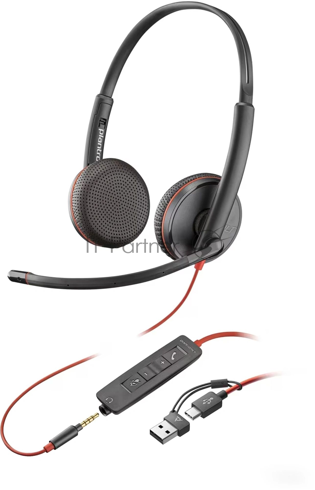 Гарнитура Plantronics Poly Blackwire 3225 чёрный, проводная, USB
