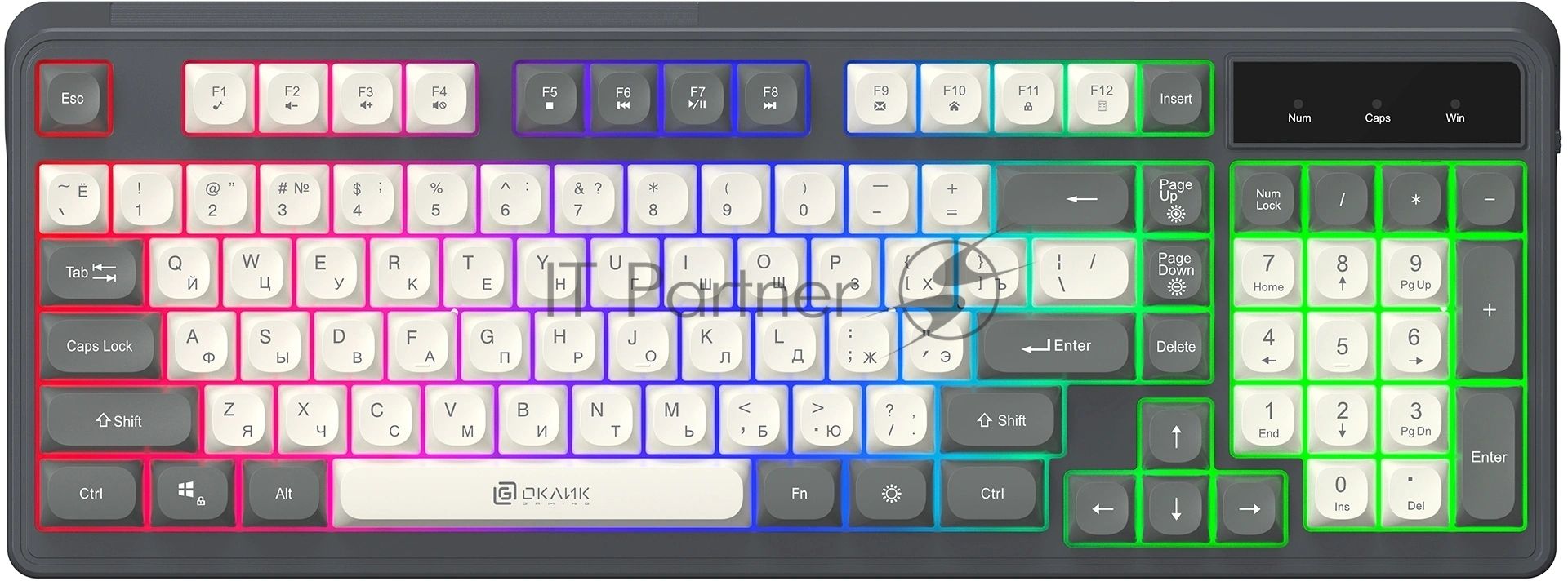 Клавиатура Oklick 731G проводная, USB Type-A, серый/белый