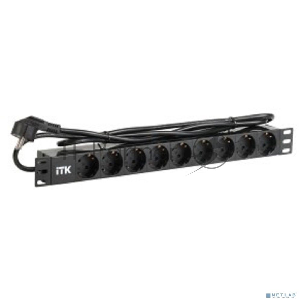 Блок ITK PDU 9 розеток DIN49440 (нем. cтанд.) 1U, шнур 2м вилка DIN49441 (нем. станд.), профиль из ПВХ, черный