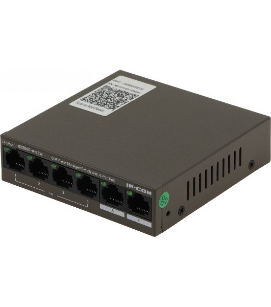 Коммутатор сетевой IP-COM G2206P-4-63W 4x10Base-T/100Base-TX/1000Base-T 2x1000Base-T PoE порты 4 Количество портов PoE+ 4 G2206P-4-63W