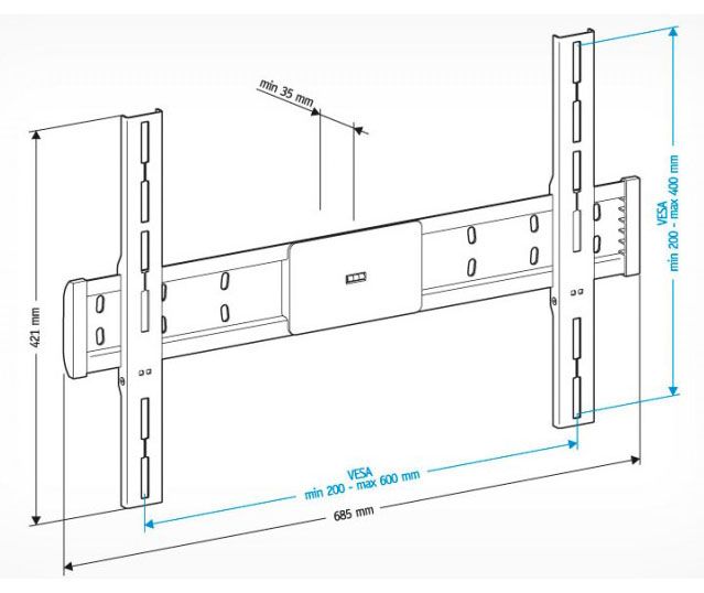 Кронштейн для телевизора Holder LCD-F6608 черный 42"-65" макс.45кг настенный фиксированный