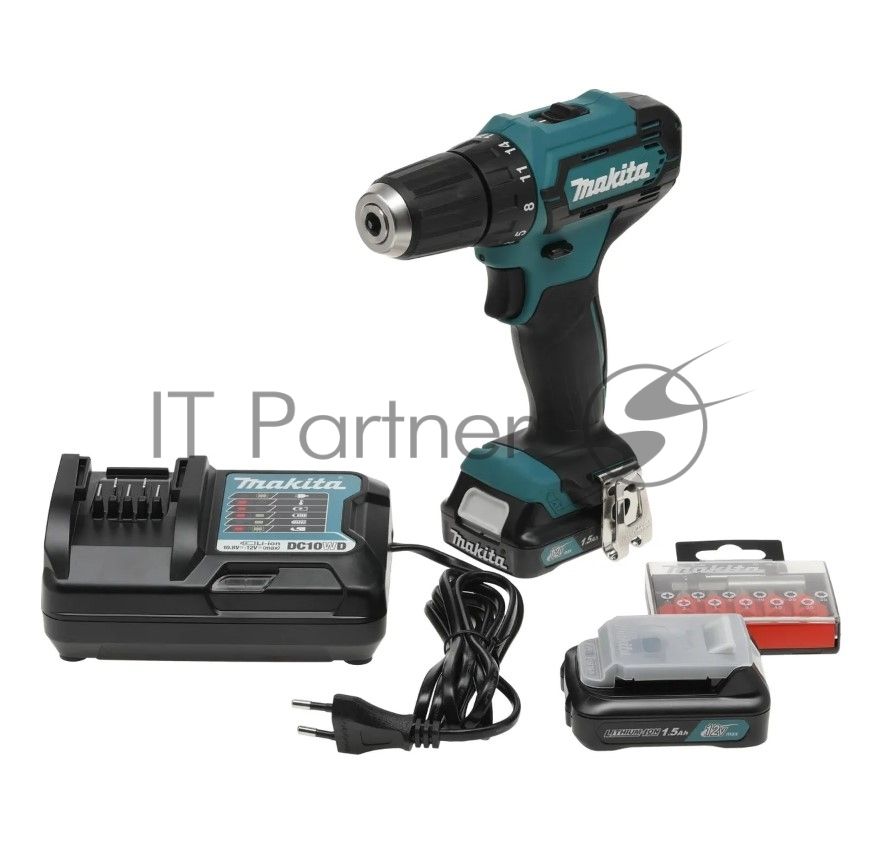 Дрель-шуруповерт Makita DF333DYX14, 12 В, 1.5 Ач, 30 Нм, щеточный