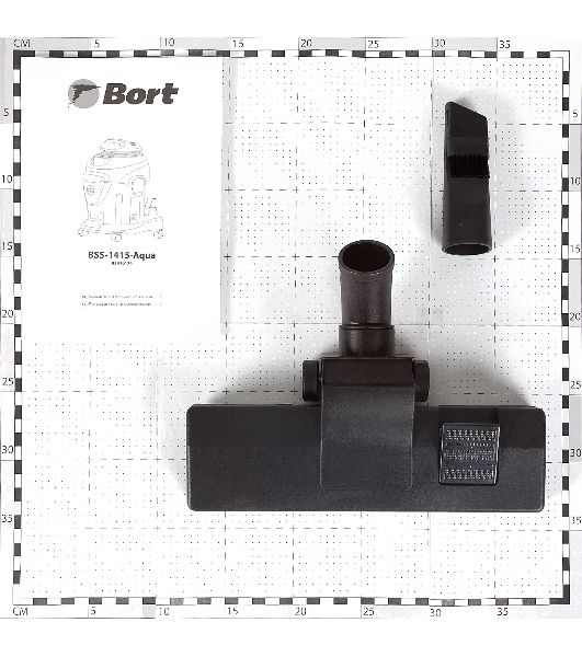 Строительный пылесос Bort BSS-1415-Aqua черный/синий, 200/1400 Вт, уборка сухая/влажная, пылесборник мешок/контейнер, 15 л