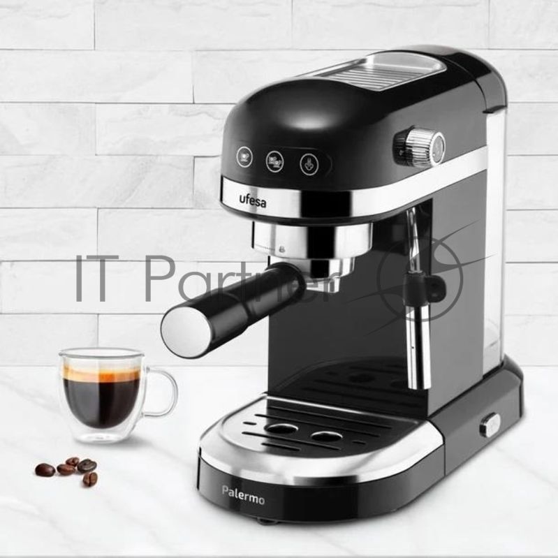 Кофеварка рожковая Ufesa PALERMO BLACK черный, исп. кофе - молотый, 1.5 л, 1350 Вт, 20 бар