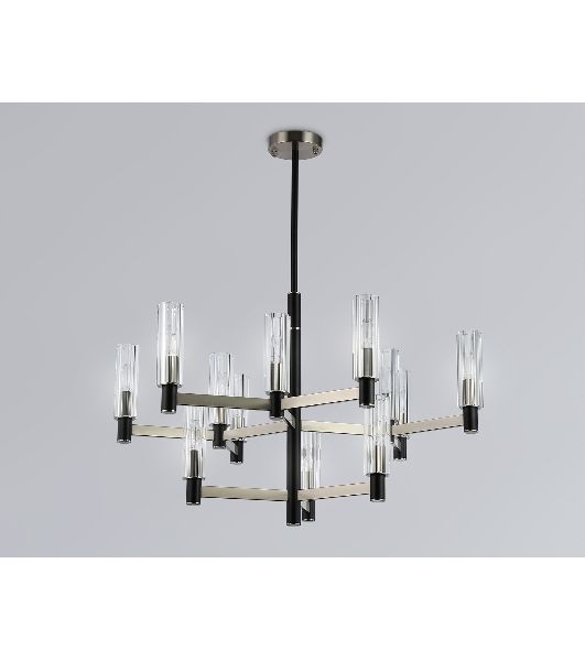 Люстра Ambrella light LH55505/12 SN/BK/CL сатин никель/черный/прозрачный E14*12 max 40W D860*905