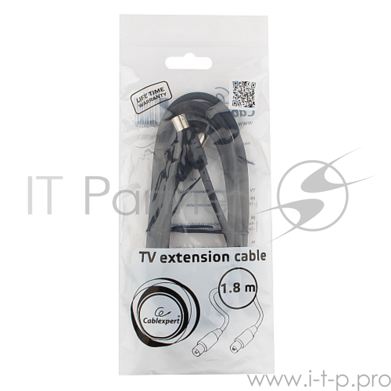 Кабель телевизионный Cablexpert Coaxial M/F, 1.8м