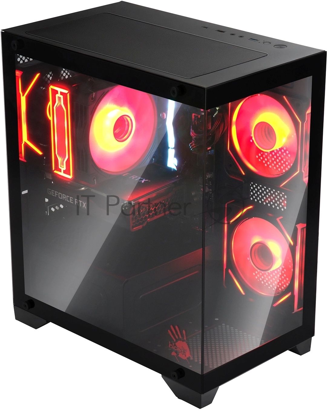 Компьютерный корпус Bloody BD-CC103 черный без БП mATX 7x120мм 1xUSB 2.0 1xUSB 3.0 audio bott PSU