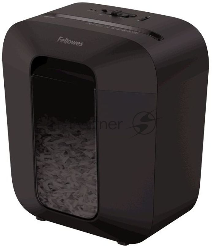 Шредер Fellowes PowerShred LX25 черный (секр.P-4)/перекрестный/6лист./11.5лтр./скрепки/скобы/пл.карты