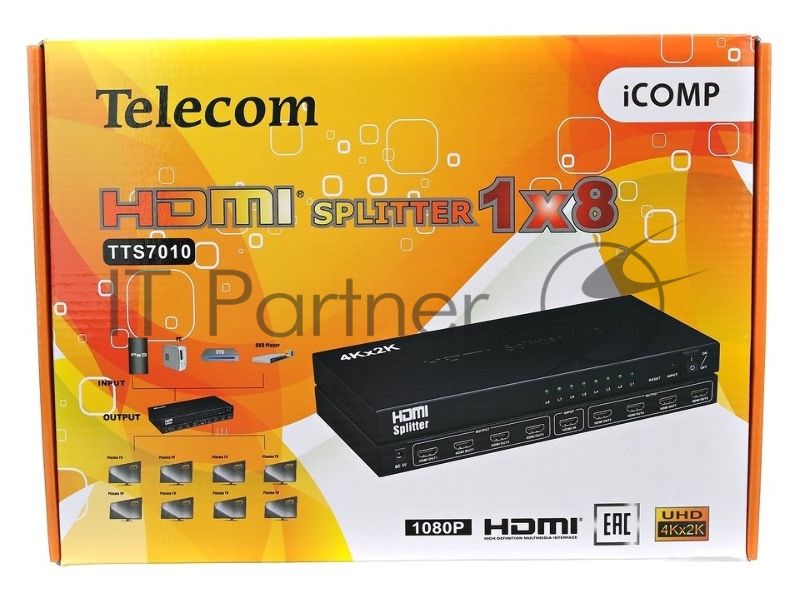 Разветвитель Telecom HDMI 1=>8 4k@30 HZ TTS7010
