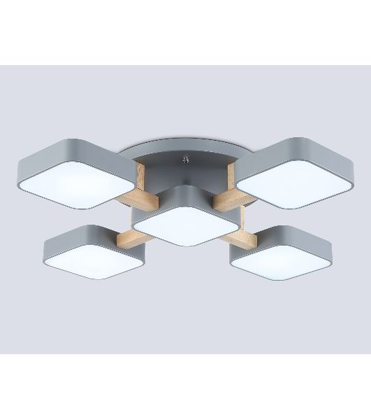 Светильник Ambrella light FL4882/5 GR/WD серый/дерево 90W 3000-6000K 675*675*110 (без ПДУ)