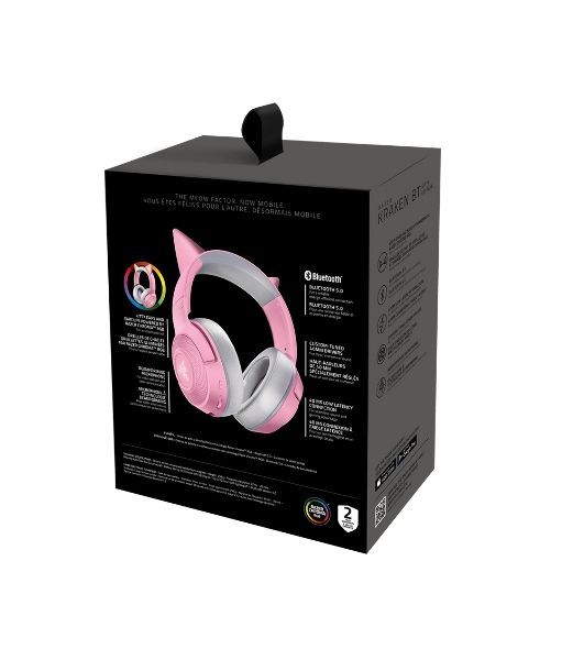Беспроводные наушники Razer Kraken Kitty V2 BT Quartz Edition розовый, охватывающие, Bluetooth, RGB-подсветка (ушки), до 40 ч