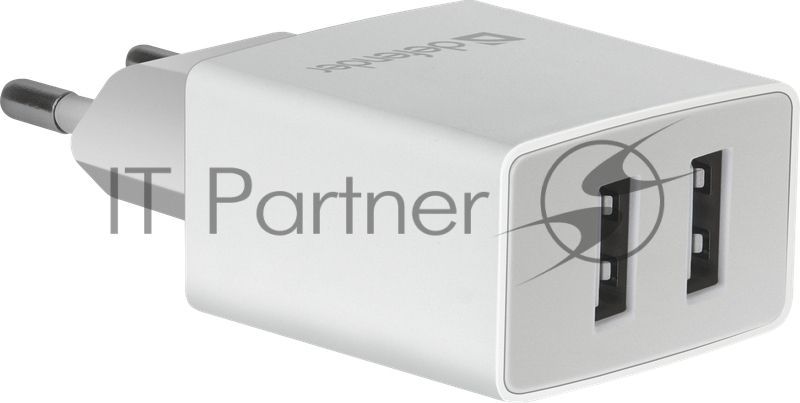 Сетевой адаптер Defender 2xUSB, 2.1А, белый (UPA-22)