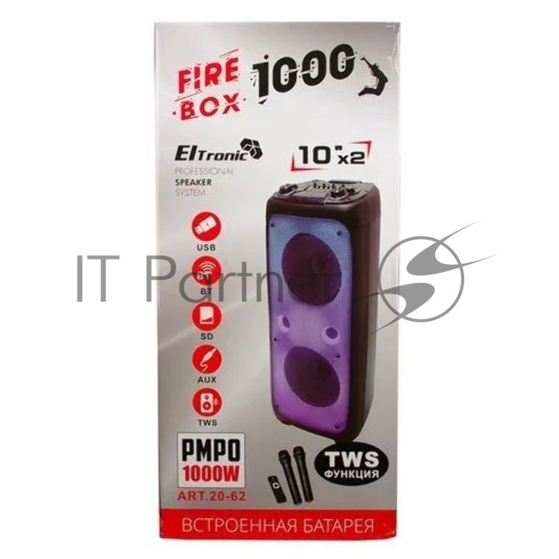 Колонка ELTRONIC 10" 20-62 FIRE BOX 1000 динамик 2шт/10" с TWS