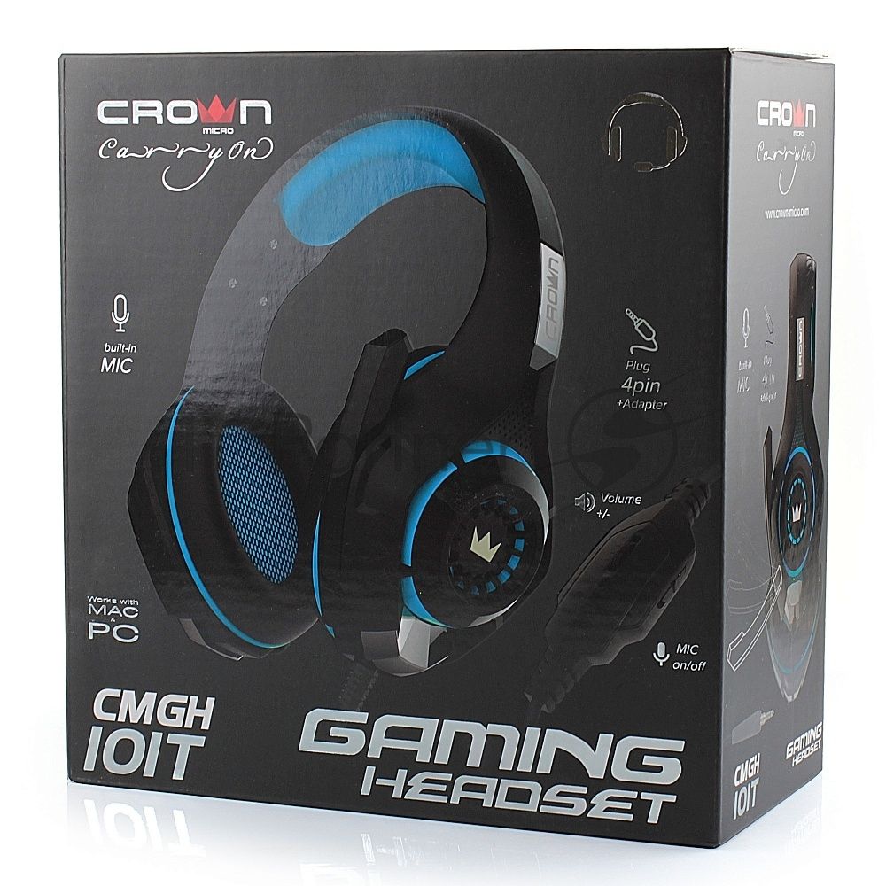Гарнитура CROWN CMGH-101T черный синий